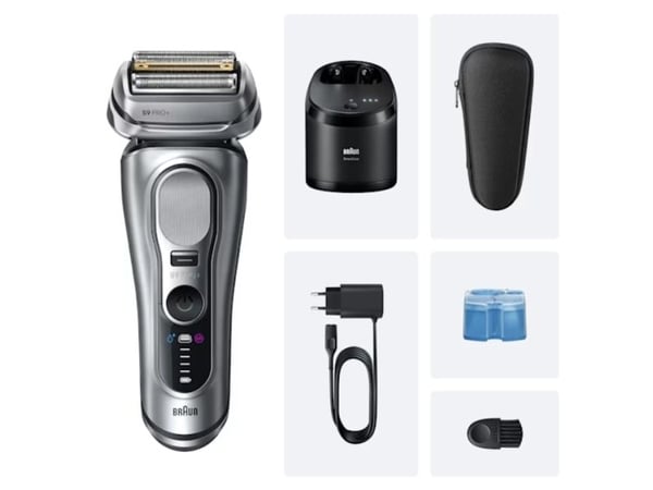 Braun Series 9 Pro+ 9667CC, Barberingsmaskin, Sølv, Rustfritt stål, Knapper, LED, AC / batteri