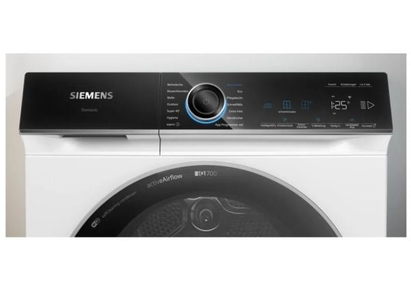 Siemens WR47B2C40, Frittstående, Frontmatet, Varme pumpe, Hvit, Rotasjon, Berøringskontroll, Riktig/Høyre