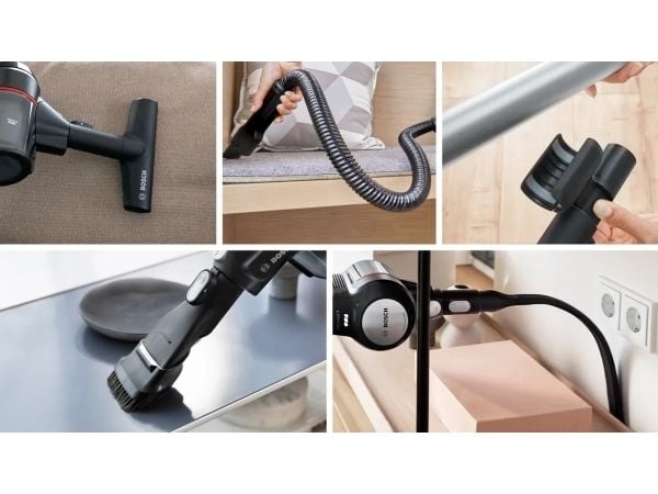 Bosch BSS715FRSH, 2-i-1 stavstøvsuger, Uten pose, Sort, Sølv, 0,3 l, Tørr, Filtrering