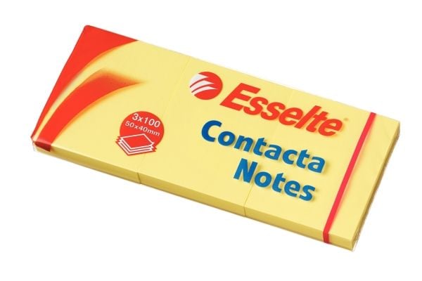 Esselte Contacta Notes 50x40 mm gule med 100 ark - (4 pakker x 3 stk.)