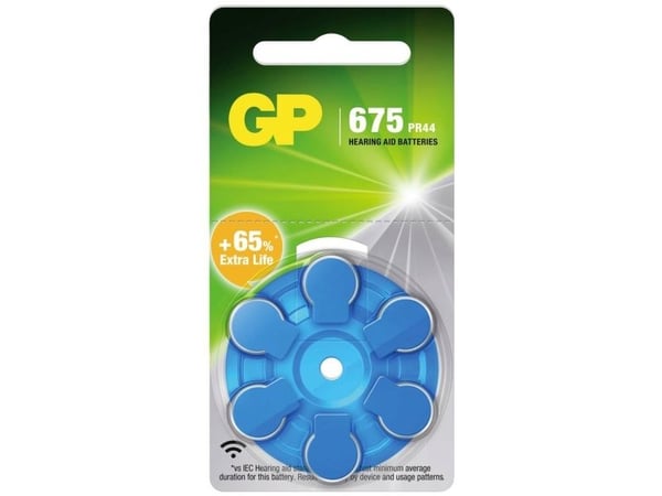 GP Batteries 103251, Kertakäyttöinen akku, 675, PR44, Sinkki-ilma, 1,45 V, 6 kpl, Kuulokoje