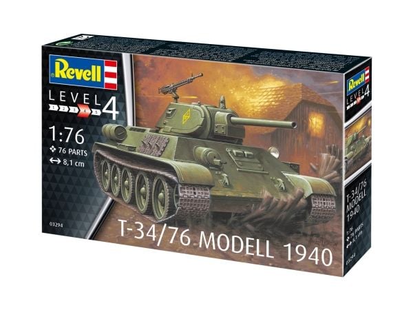 Revell Revell REV-03294 T-34/76 modell 1940, tank modell 1:76, leker 8,1 cm, umalt