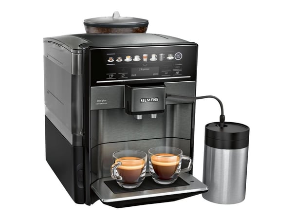 Siemens EQ.6 plus extraKlasse TE657F09DE - Automatisk kaffemaskin med melkeskummer - 19 bar - mørk inox