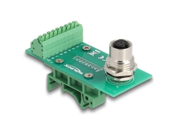Delock - Strømkontakt - 8 pin M12-A (hunn) til 9-pins terminalblokk - 3.5 mm pitch, M16 external thread
