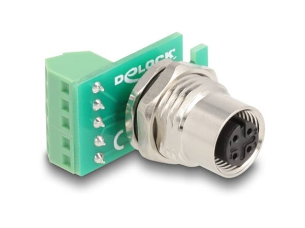 Delock - Nettverksadapter - 4-stifts M12-A (hunn) til 5-pins terminalblokk - A-kodet