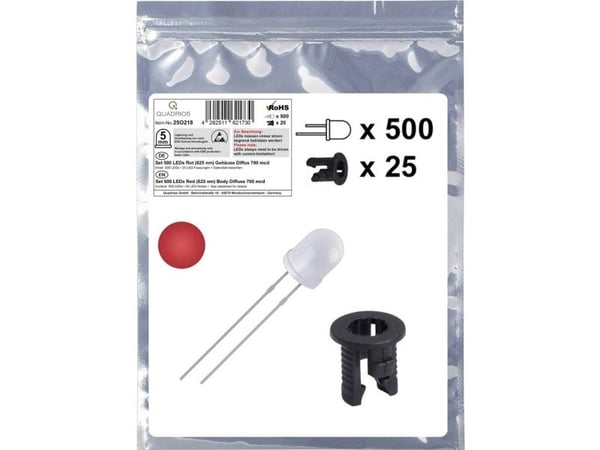 Quadrios 25O218 LED-sortiment röd rund 5 mm 700 mcd 20 mA 2,0 V