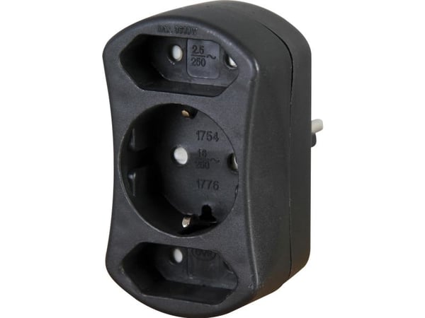 Kopp 177605002, suora, suora, 250 V, 16 A, musta, uros-/naarasliitin