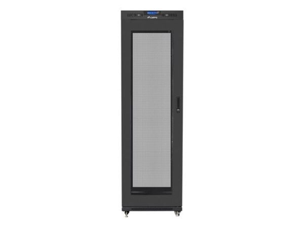 Lanberg V2 - Rack skap - flat pack, with mesh door, 600x600 - fritt stående - RAL 9004, svart - 42U - 19"