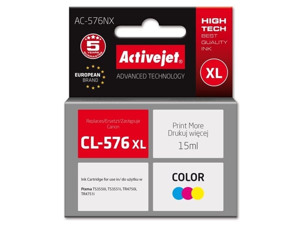 Activejet AC-576NX, Høyt (XL) utbytte, Blå, Rød, Gult, Fargestoffbasert blekk, 15 ml, 1 stykker, Enkeltpakke