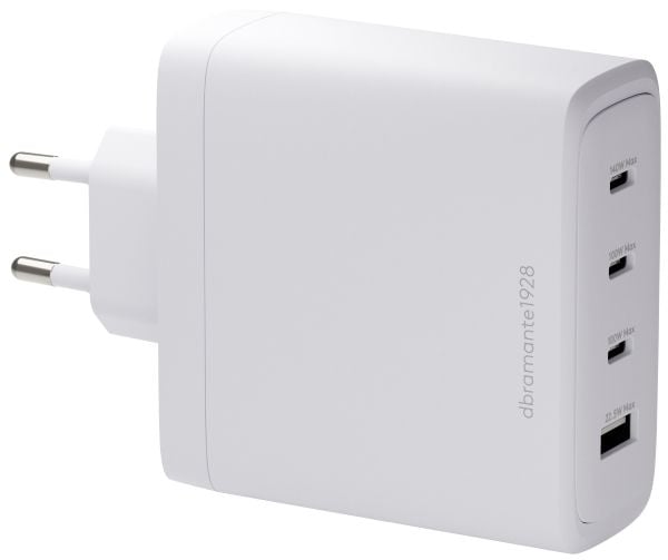 dbramante1928 re-charge - Strømadapter - 140 watt - 4 utgangskontakter (3 x USB-C, USB) - hvit