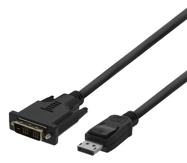 DELTACO - Adapterkabel - DisplayPort (hann) til DVI-D (hann) - 3 m - aktiv, støtte for 1920 x 1080 ved 60 Hz, up to 4.95 Gbps data transfer rate - ...
