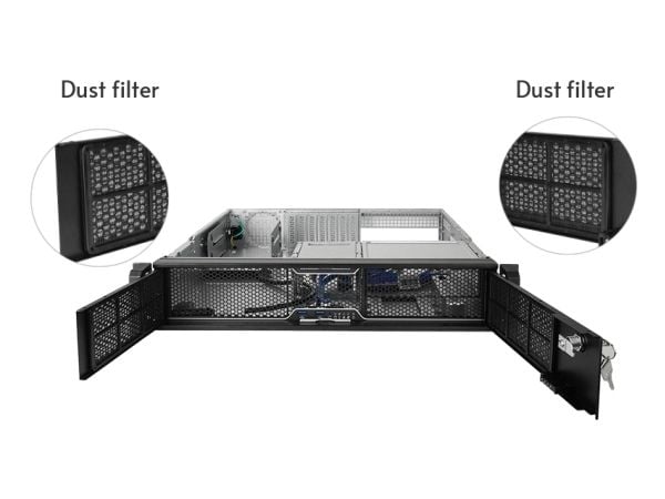 Chieftec UNC-209S-B-OP, Teline, Palvelin, musta, ATX, Mini-ATX, SGCC, 2U