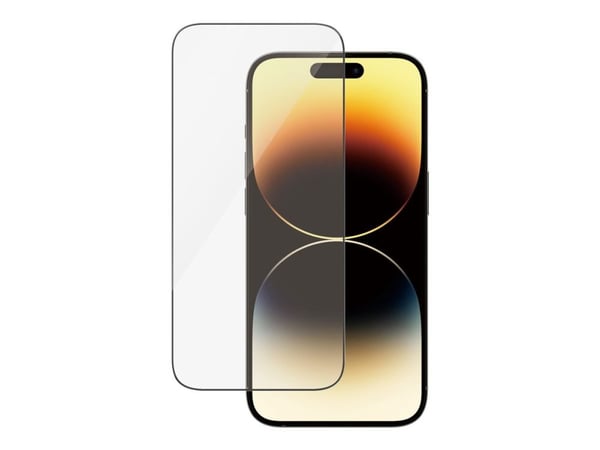 PanzerGlass - Skjermbeskyttelse for mobiltelefon - ultrabred passform - glass - rammefarge svart - for Apple iPhone 14 Pro