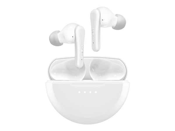Belkin SoundForm Rhythm - True wireless-hodetelefoner med mikrofon - i øret - Bluetooth - aktiv støydemping - hvit