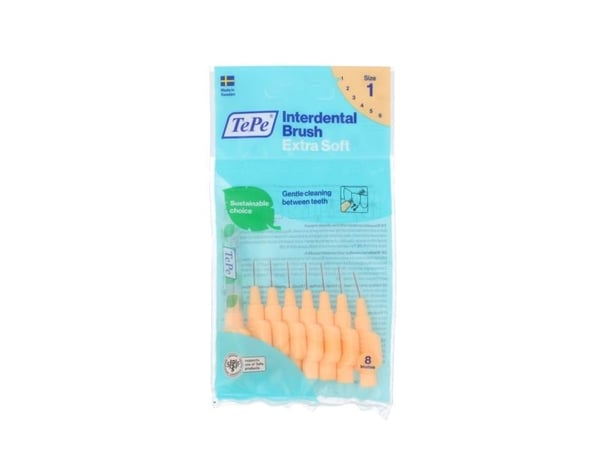 Interdental Brush Extra Soft 0 45 mm OranA34ovA 8 stk Meget fint interdentalkort Aky