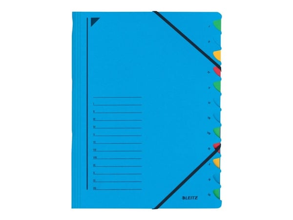 Leitz - Inndeler - 12 rom - 12 deler - fortrykt: I-XII - for A4 (210 x 297 mm) - blå
