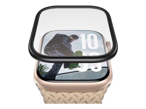 PanzerGlass - Skjermbeskyttelse for smart armbåndsur - metallisk - glass - rammefarge svart - for Apple Watch (46 mm)