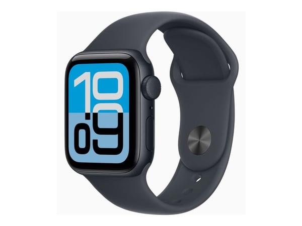 Apple Watch SE 3 (GPS) - 40 mm - midnattsaluminium - smart klocka med sportband - fluoroelastomer - midnatt - bandstorlek: S/M - 64 GB - Wi-Fi 4, B...