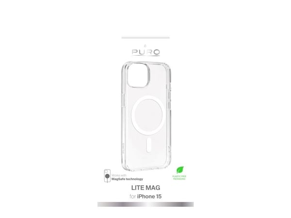 PURO LITE MAGFODRAL MED MAGSAFE FÖR IPHONE 15 - TRANSPARENT