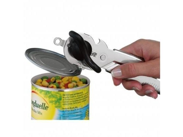 WMF Tin Up boksåpner, med flaskeåpner, Cromargan rustfritt stål, plast, tåler oppvaskmaskin