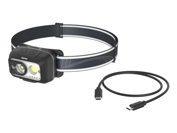 Hama HL500-C, Hodebåndslommelykt, Svart, Grå, Plast, Bevegelse sensor, IP44, LED