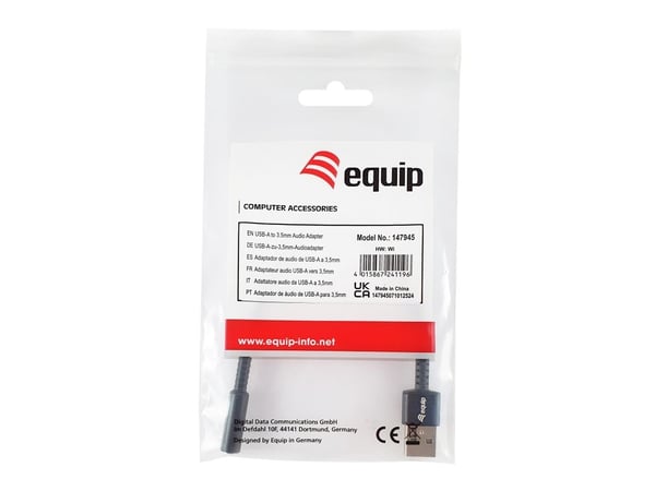 Equip 147945, 3,5 mm, liitin, USB Type-A, liitin, 0,15 m, Lajittelu
