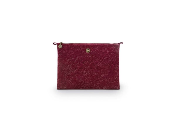 PIP Studio Cosmetic Flat Pouch Large Velvet Quiltey Days Red 30x22x1cm
