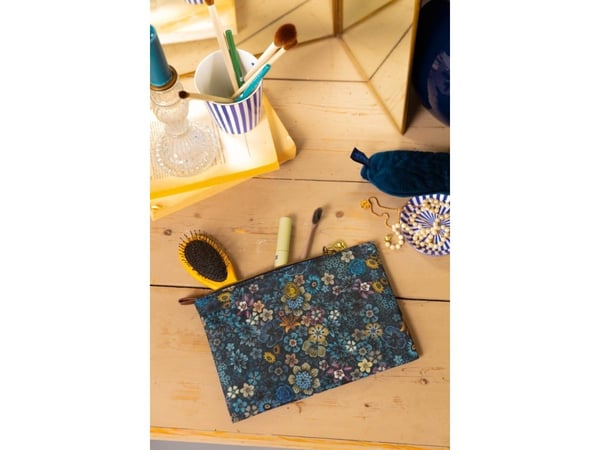 PIP Studio Charly Cosmetic Flat Pouch Medium Tutti i Fiori Blue 24x15.5x1cm