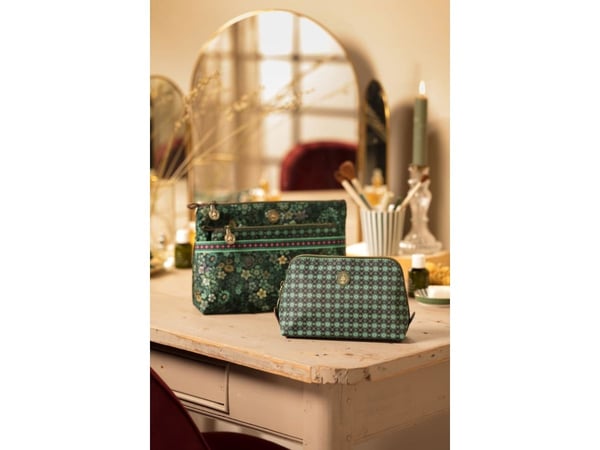 PIP Studio Coby Cosmetic Bag Triangle Small Clover Green 19/15x12x6cm