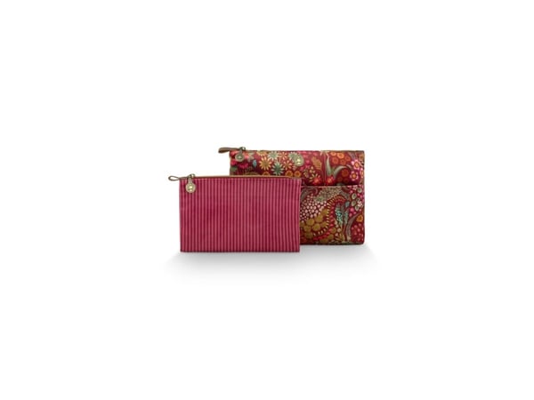 Caryn Cosmetic Bag Combi Querida Velvet Red 26x7,5x18 cm/22x1x13 cm