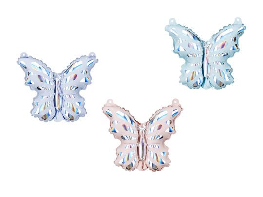 PartyDeco FB253-3, Lekeballong, Folie, Assorterte farger, Holografisk, Universell, Butterfly
