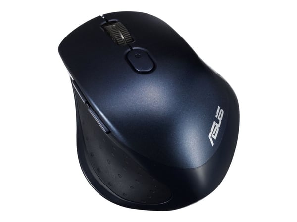 ASUS MW203 - Mus - ergonomisk - optisk - 6 knapper - trådløs - 2.4 GHz, Bluetooth - USB trådløs mottaker - blå