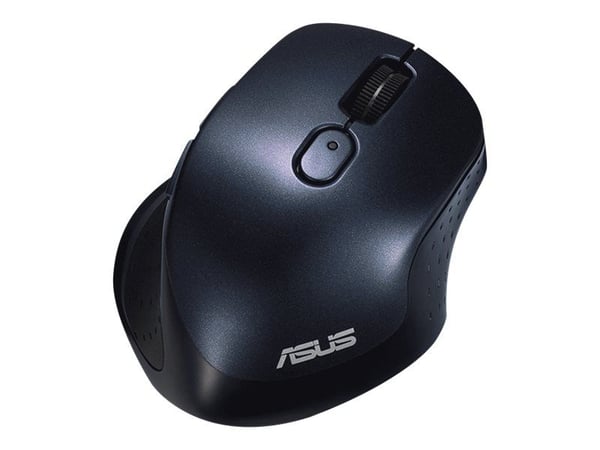 ASUS MW203 - Mus - ergonomisk - optisk - 6 knapper - trådløs - 2.4 GHz, Bluetooth - USB trådløs mottaker - blå