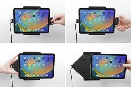 Brodit - Billaderholder - med nøkkellås - 2 A - QC 3.0 - 2 utgangskontakter (USB, USB-type A) - svart