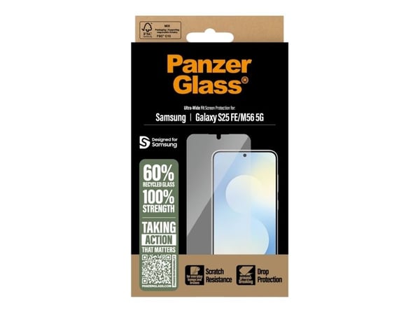 PanzerGlass ® Screen Protector Samsung Galaxy S25 FE 5G | M56 5G | Ultra-Wide Fit, Samsung, Samsung - Galaxy S25 FE 5G, Samsung - Galaxy M56 5G, Tø...