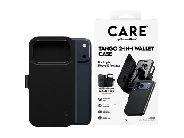 CARE by PanzerGlass Tango - Lommebok for mobiltelefon - MagSafe-samsvar - veganlær - svart