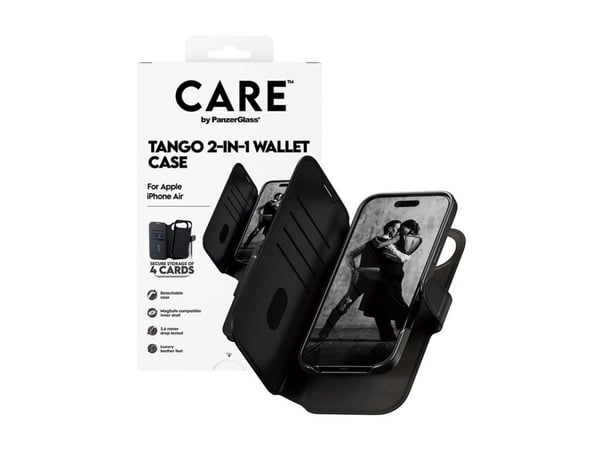 PanzerGlass CARE™ by ® Tango 2-in-1 Wallet Case w. MagSafe iPhone Air, Suojus, Apple, Apple - iPhone Air, musta