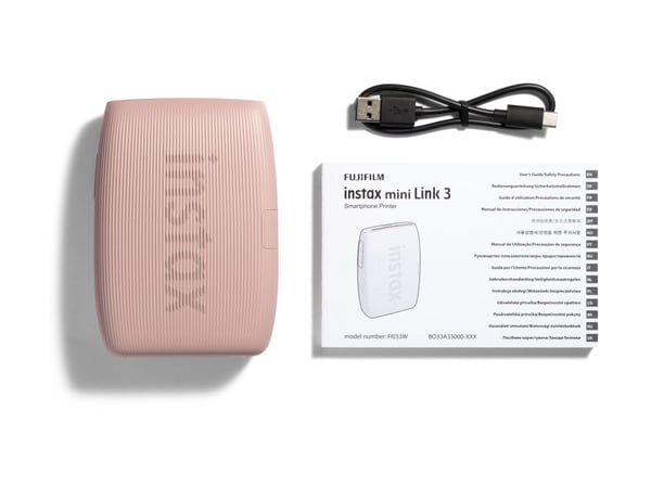 Fujifilm instax mini Link 3 - Skirver - farge - LED - 85 x 54 mm - kapasitet: 10 fotoer - Bluetooth 5.1 - rosenrosa