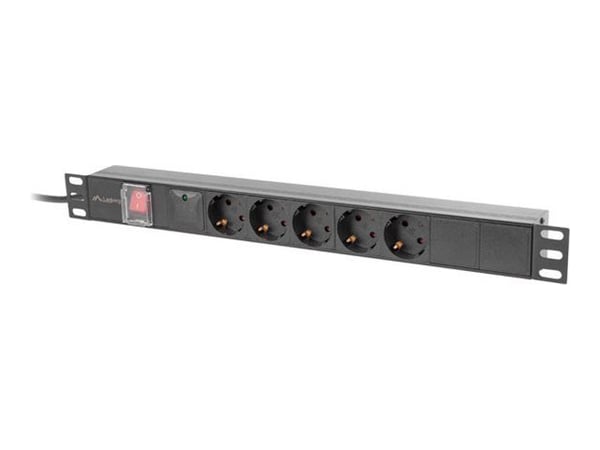 Lanberg - Strømfordelerenhet (kan monteres i rack) - 4000 watt - inngang: type F - utgangskontakter: 5 (type F) - 1U - 19" - 2 m kabel - svart
