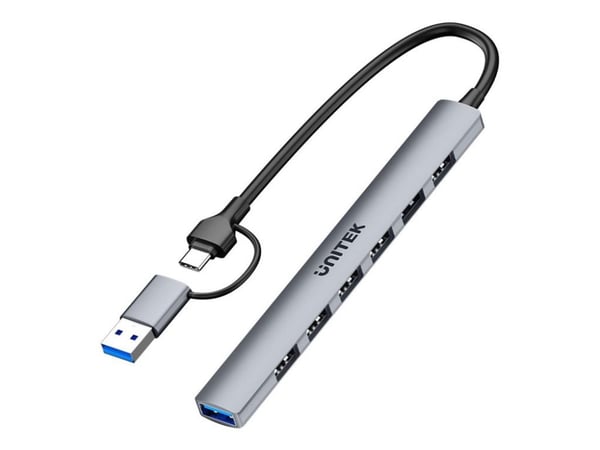 Unitek Hub USB-A/C 7in1 USB A ja USB A 5 Gbps -sovittimen kanssa Unitek Hub USB-A/C 7in1 USB A ja USB A 5 Gbps -sovittimen kanssa