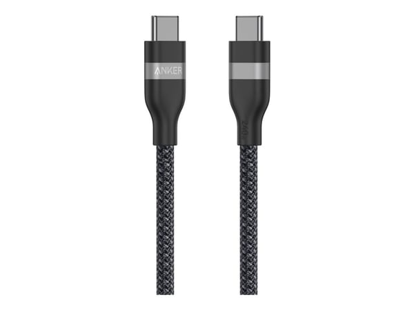 Anker - USB-kabel - USB-C (hann) til USB-C (hann) - 1.8 m - USB Power Delivery (240 W), braided - svart