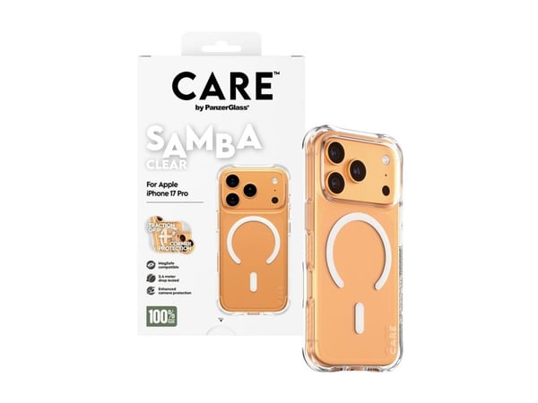 CARE by PanzerGlass Samba - Baksidedeksel for mobiltelefon - med hvit MagSafe - MagSafe-samsvar - termoplast-polyuretan (TPU) - blank - for Apple i...