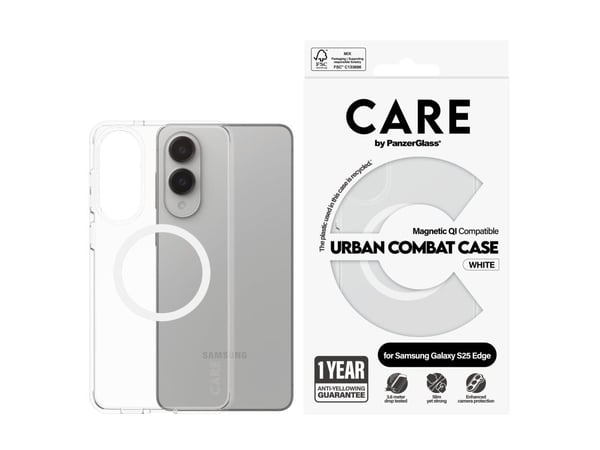 CARE by PanzerGlass - Baksidedeksel for mobiltelefon - flaggskip - MagSafe-samsvar - gjennomsiktig - for Samsung Galaxy S25 Edge