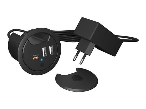 Icy Box IB-HUB1407 3-porters bordlader, 2x USB-A, 1x USB-C, 60 mm hull