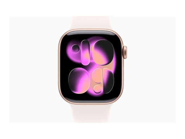 Apple Watch Series 11 GPS + Cellular 42mm Rose Gold Aluminium Case with Light Blush Sport Band - S/M