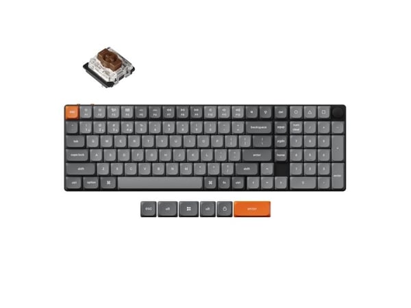 Keychron K17 Max QMK, 75%, Ledning & Trådløs, USB + RF Wireless + Bluetooth, Mekanisk nøkkelbryter, RGB LED, Sort