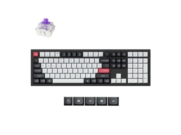 Keychron Q6 HE - Tastatur - QMK tilpasset, fullt montert knapp - 100% - full size - belyst - trådløs - Bluetooth 5.2, 2.4 GHz, USB-C - tastsvitsj: ...