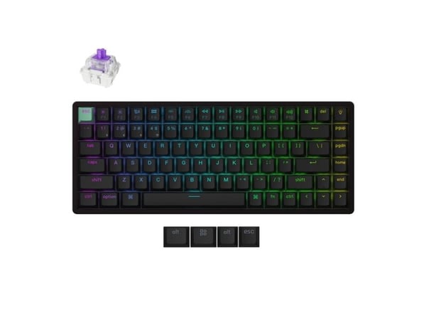Keychron K2 HE - Tastatur - 75% - bakgrunnsbelyst - trådløs - 2.4 GHz, USB, Bluetooth 5.2 - tastsvitsj: Gateron Double-Rail Nebula (hot-swappable) ...