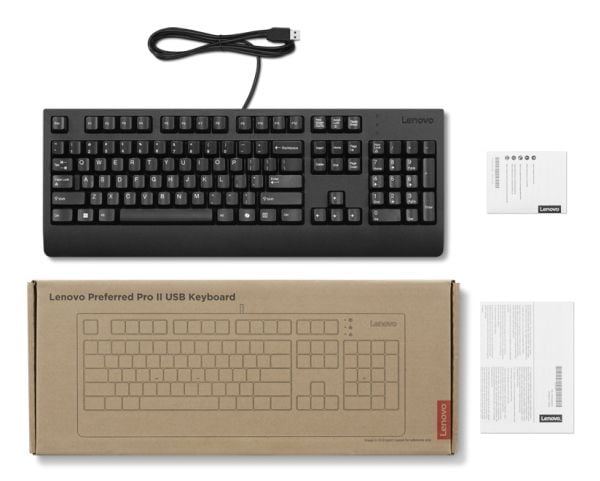 Lenovo Preferred Pro II - Tastatur - full størrelse - USB - QWERTY - Nordisk - sort - brun kasse
