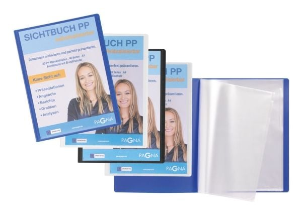 Pagna 21011-19, Project folder, A4, Polypropeeni (PP), Läpinäkyvä, 40 arkkia, 20 taskua